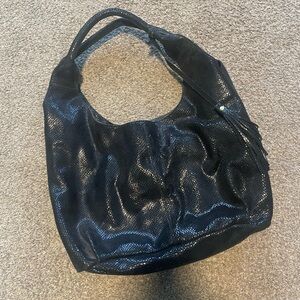 Maxine Couture snakeskin suede hobo bag